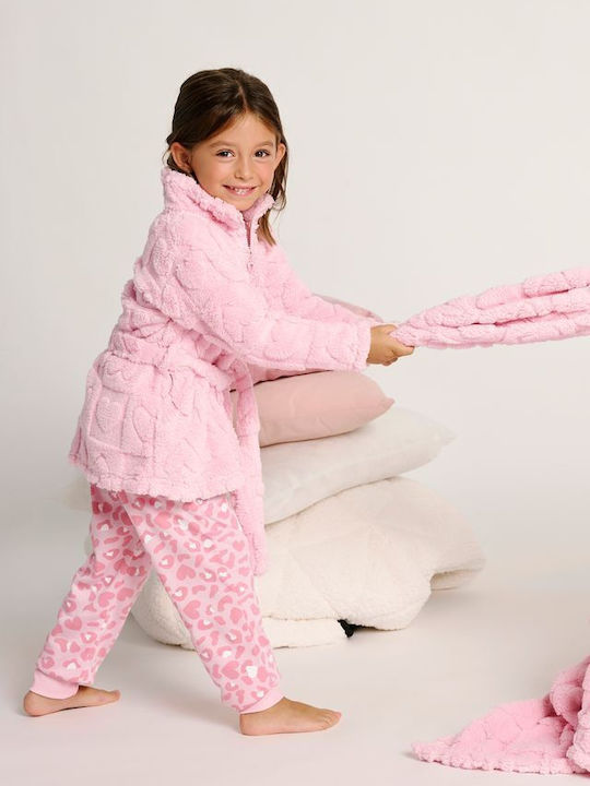 Muydemi Kids' Robe Winter Fleece Pink