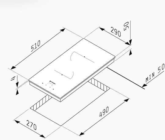 Pyramis PHC32230FMB Domino Autonomous with Child Lock Function 29x51εκ.