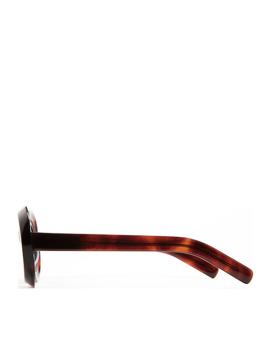 Kaleos Women's Sunglasses with Brown Tartaruga Plastic Frame and Blue Lens