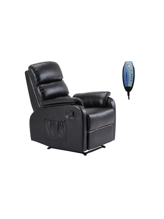 Comfort Πολυθρόνα Relax Massage με Υποπόδιο από Δερματίνη Μαύρη 74x90x98cm