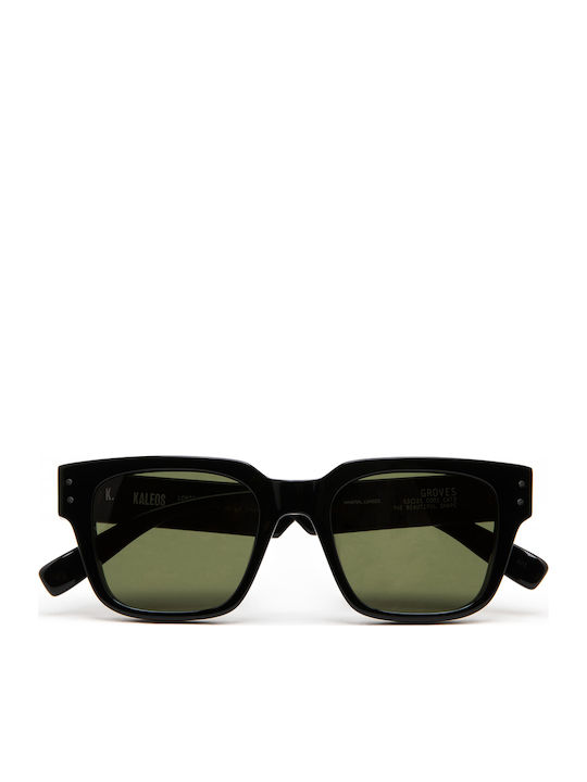 Kaleos Unisex Sonnenbrille mit Schwarz Kunststoff Gestell und Grün Linse Groves 1