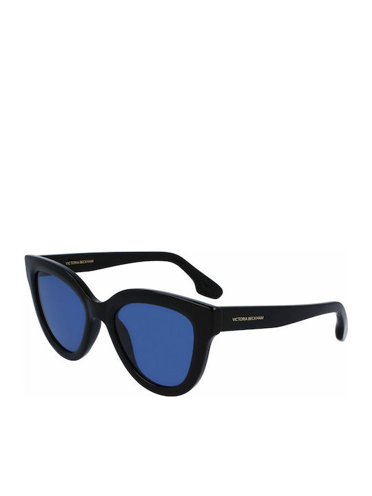Victoria Beckham Damen Sonnenbrille mit Schwarz Kunststoff Gestell und Blau Linse