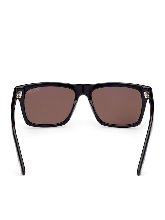 Tom Ford Buckley 02 Ochelari De Soare Pentru Bărbați Cu Ramă Neagră Din Plastic Și Lentile Maro Degrade FT0906 01H