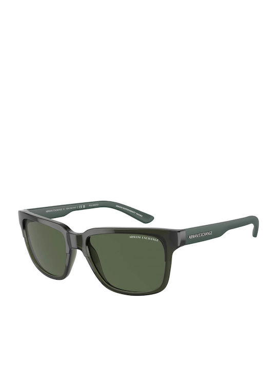 Armani Exchange Unisex Sunglasses with Black Plastic Frame and Green Lens