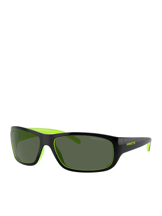 Arnette Uka-uka Unisex Sunglasses with Black Plastic Frame and Green Lens