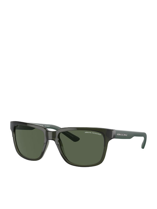 Armani Exchange Unisex Sunglasses with Black Plastic Frame and Green Lens