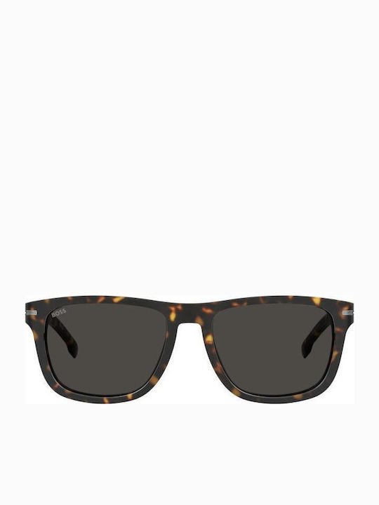 Boss Men's Sunglasses with Brown Tartaruga Plastic Frame and Gray Lens BOSS 1626/S 086/IR