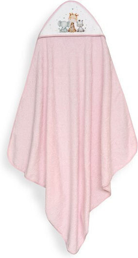 Interbaby Baby Bath Towel-Bathrobe Hooded Pink 100x100cm