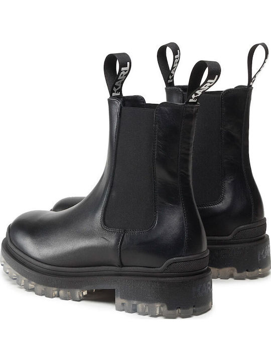 Biker II Mid Gore Leder Damen Chelsea Stiefeletten mit mittlerem Absatz Schwarz