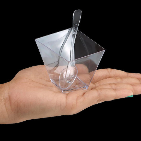 Set 100 Mini Boluri Desert Belle Vous 100 Linguri Reutilizabile 60 Ml Plastic Transparent