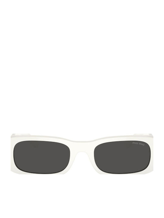 Women's Sunglasses with White Horn-Rimmed Frame and Grey Lenses