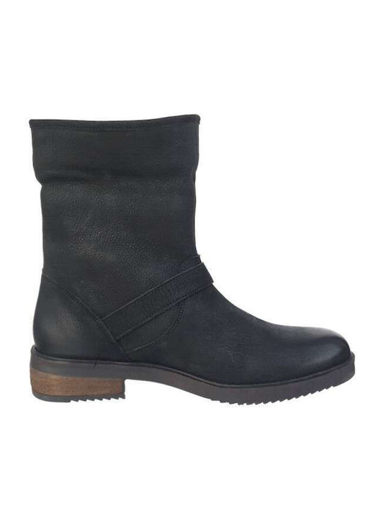 Abrieje Leather Women's Ankle Boots with Fur Black