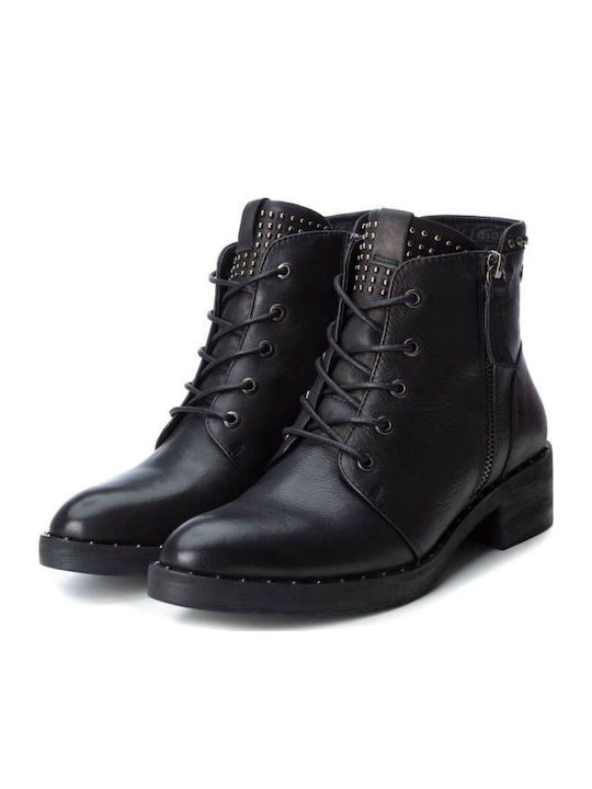66968 Leder Stiefeletten Damen Schwarz