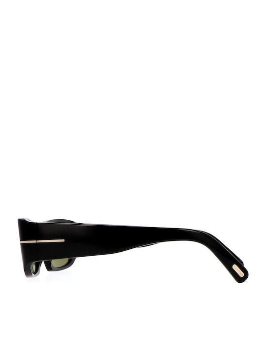 Tom Ford Unisex Sunglasses with Black Horn-Rimmed Frame and Green Gradient Lens TF986 01N