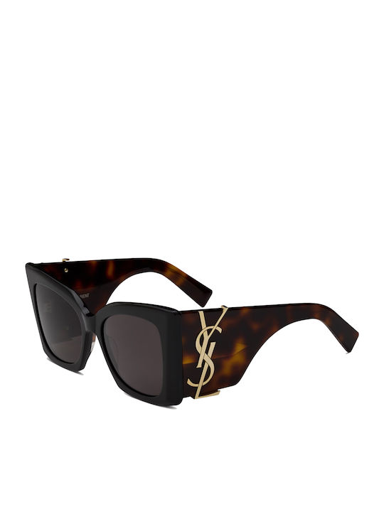 Ysl Women's Sunglasses with Brown Tartaruga Plastic Frame and Black Lens SL M119 BLAZE 003