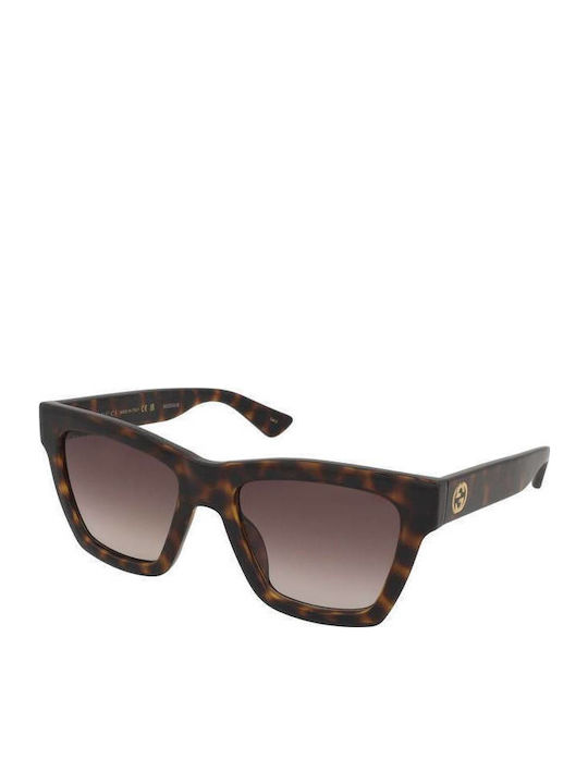 Gucci Women's Sunglasses with Brown Tartaruga Plastic Frame and Brown Gradient Lens GG1714S 002