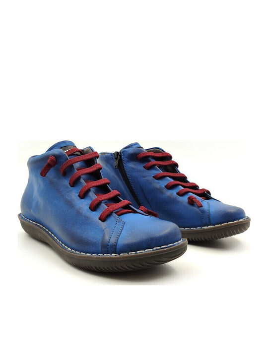 Leather Women's Ankle Boots Caribbean Blue