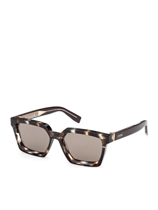 Zegna Men's Sunglasses with Multicolour Plastic Frame and Brown Lens EZ0214 20J