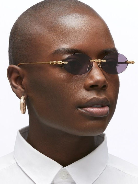 Kuboraum Unisex Sunglasses with Gold Metal Frame and Gold Lens