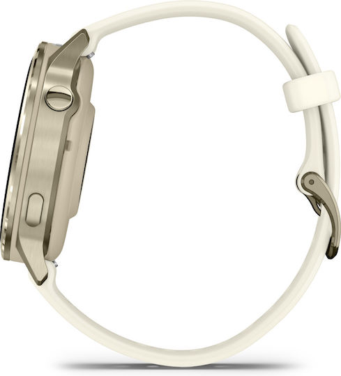 Garmin Venu 4 Stainless Steel 41mm Αδιάβροχο Smartwatch με Παλμογράφο (Lunar Gold with Bone)