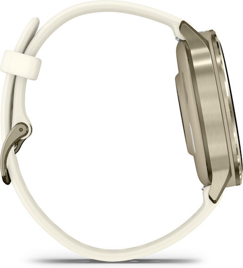 Garmin Venu 4 Stainless Steel 41mm Αδιάβροχο Smartwatch με Παλμογράφο (Lunar Gold with Bone)