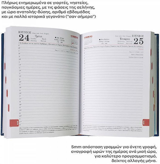 Ydrogeios Planificator Zilnic A4 2026 Roșu 21x29 cm