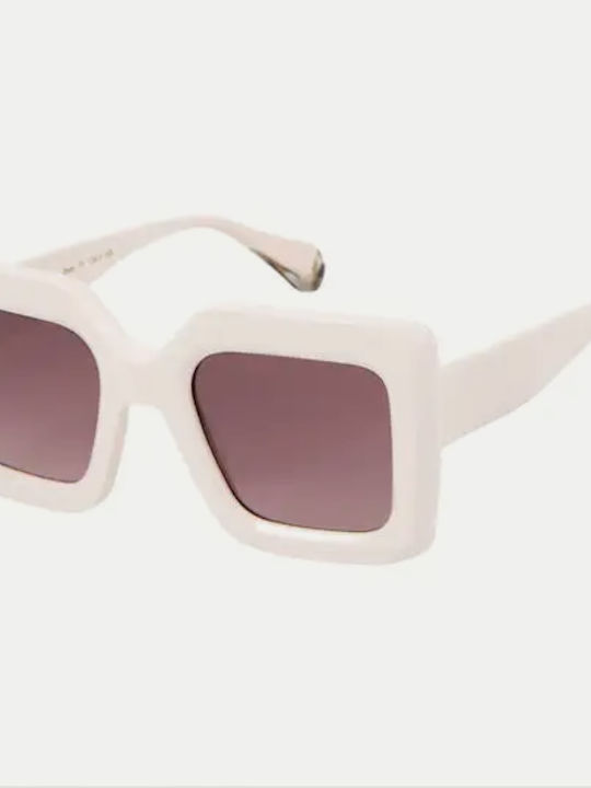 Gigi Barcelona Leandra Women's Sunglasses with White Plastic Frame and Brown Gradient Lens 6762/8