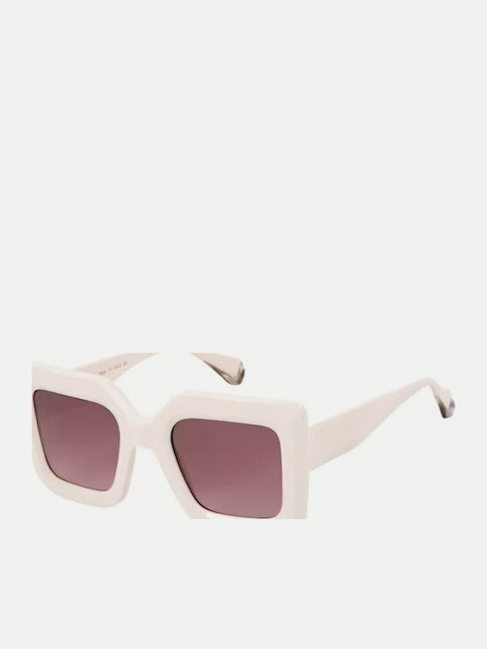 Gigi Barcelona Leandra Women's Sunglasses with White Plastic Frame and Brown Gradient Lens 6762/8