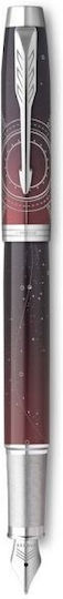 Parker Fountain Pen Medium Aluminum with Red Ink
