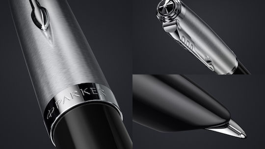 Parker Πένα Γραφής Fine από Ατσάλι με Μαύρο Μελάνι