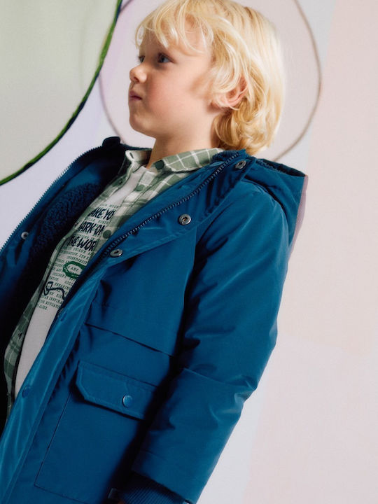 Kids' Parka Long with Hood Dark Blue