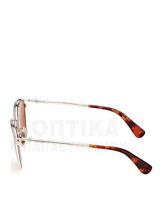 Max Mara Unisex Sunglasses with Silver Metal Frame and Red Lens MM 0043 54E