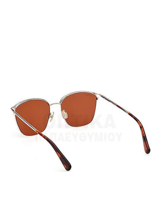 Max Mara Unisex Sunglasses with Silver Metal Frame and Red Lens MM 0043 54E