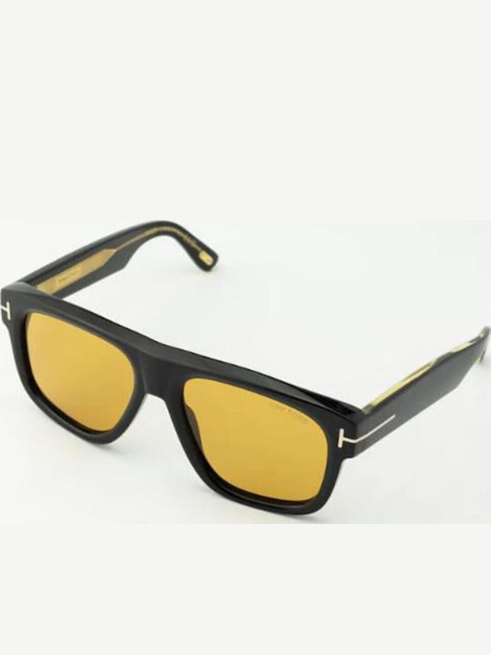 Tom Ford Icon Ochelari De Soare Pentru Bărbați Cu Ramă Neagră Din Plastic Și Lentile Galbene Degrade FT1201 01E