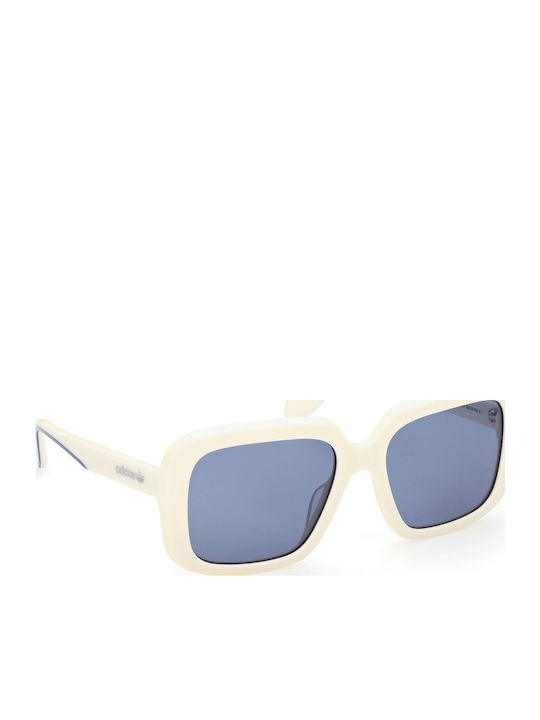 adidas Women's Sunglasses with White Plastic Frame and Blue Lens OR0065 21V
