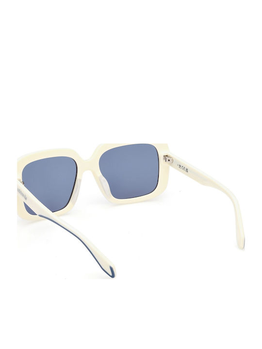 adidas Women's Sunglasses with White Plastic Frame and Blue Lens OR0065 21V