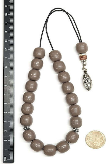 Roloi Komboloi Resin Worry Beads with 19 Beads Gray 28cm