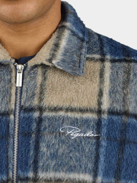 Дълъг Ръкав Фланелена Overshirt с Прекалено Голяма Линия Каре Stone Indigo Navy