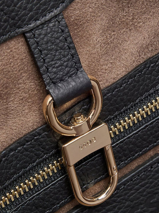 Leder Damentasche Tote Handtasche Schwarz