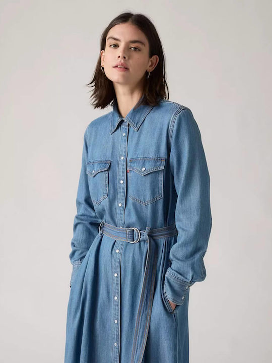 Midi Σεμιζιέ Φόρεμα Τζιν Medium Indigo