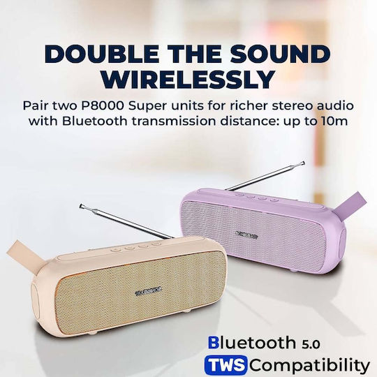 Sonic Gear Super Bass Ηχείο Bluetooth 20W με Ραδιόφωνο και Διάρκεια Μπαταρίας έως 6 ώρες Lilac