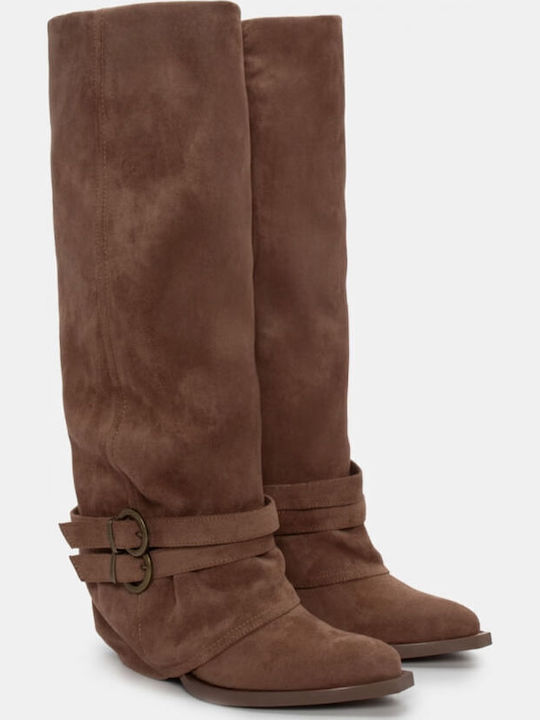Leder Damenstiefel Cowboy Braun