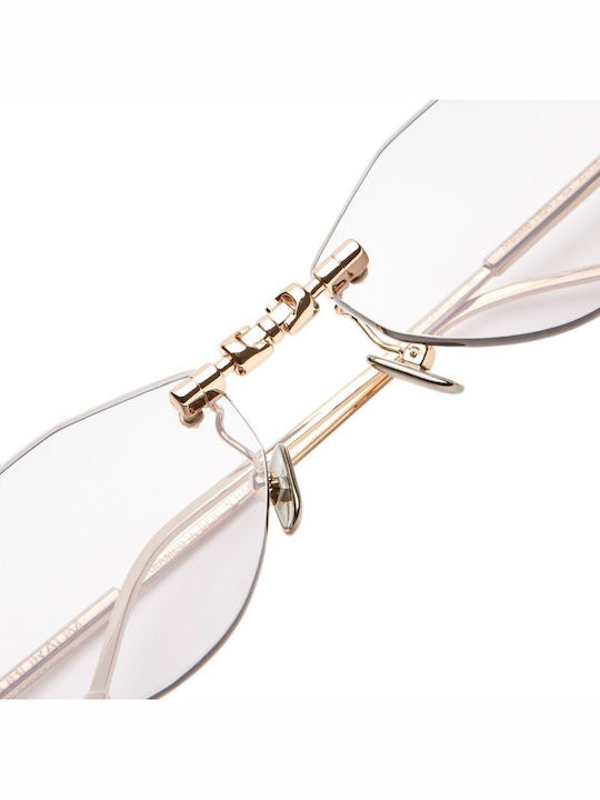 Kuboraum Women's Sunglasses with Gold Metal Frame and Gold Lens