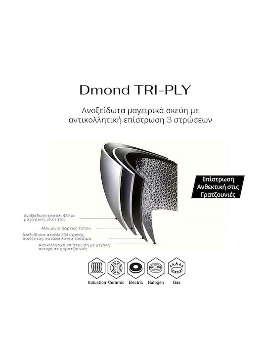 Ankor Dmond Triply Pan made of Stainless Steel with Non-Stick Coating 26cm