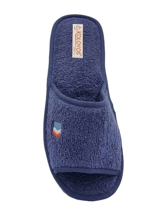 Kolovos A125 Blue Men's Terry Slippers