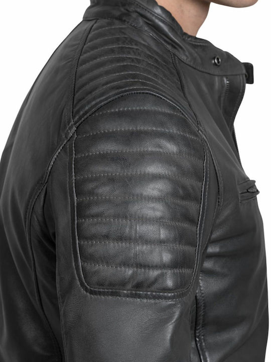 Delta Sheep Leather Jacket Biker Grey