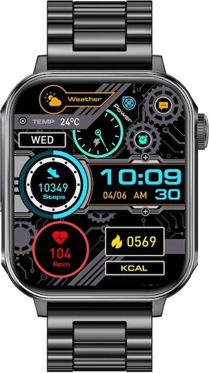 Colmi P80 Stainless Steel 45mm Smartwatch with Heart Rate Monitor Black