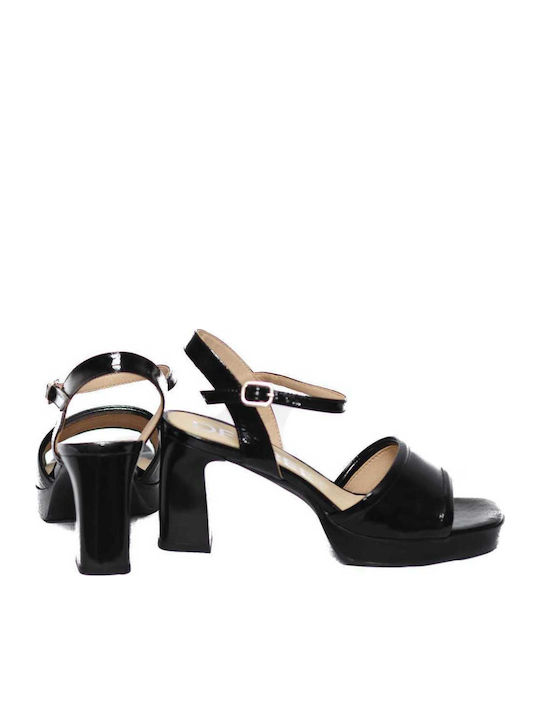 Sandalen Anatomisch aus Lackleder Schwarz