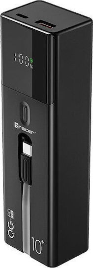 Tracer Power Bank 10000mAh 100W με Θύρα USB-A και Θύρα USB-C Μαύρο
