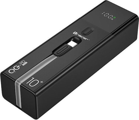 Tracer Power Bank 10000mAh 100W με Θύρα USB-A και Θύρα USB-C Μαύρο